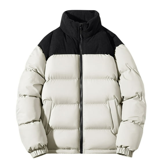 PuLe Jackets for Men Men's Winter Color Blocking Design Windproof Warm Zipper Pocket Clip Sports Long Sleeved Casual Jacket