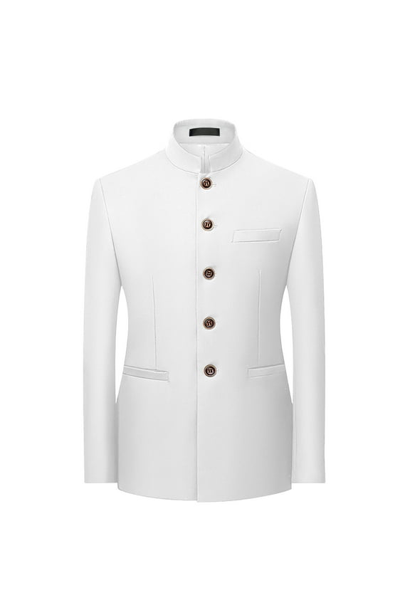 PuLe Jackets for Men New Casual Men Solid Matching Breasted Slim Middle-aged Suit Long Sleeve Hoodless Casual Outwear Jackets