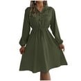 thumbnail image 1 of PuLe Long Sleeve Dress for Women Fall Casual Summer Mini Dresses for Women Elegant Button Down Dress Long Sleeve Knee Length Smocked Tunic Dresses, 1 of 9