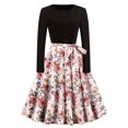 thumbnail image 1 of PuLe Long Sleeve Dress for Women Fall Women's 2024 Cocktail Party Dress Long Sleeve Crewneck Vintage Elegant Dresses 1980s Party Prom Midi Dress, 1 of 6
