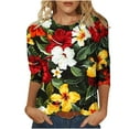 thumbnail image 1 of PuLe Long Sleeve Shirts for Women Womens 3/4 Length Sleeve Tops Casual Three Quarter Sleeve T-Shirts Round Neck Cute Tunic Tops Summer Blouses for Women 2024 ﻿, 1 of 5