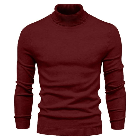 PuLe Long Sleeve Shirts for Men Men's Solid Color High Neck Pullover Long Sleeved Loose Base Shirt Top Sweater Turtleneck Sweater
