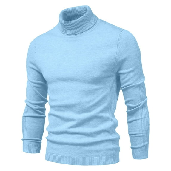 PuLe Long Sleeve Shirts for Men Men's Solid Color High Neck Pullover Long Sleeved Loose Base Shirt Top Sweater Turtleneck Sweater