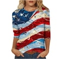 thumbnail image 1 of PuLe Long Sleeve Shirts for Women 3/4 Length Sleeve Womens Tops Summer Three Quarter Striped Shirts Dressy Casual Printed Tunic Tops Women Blouses, 1 of 5