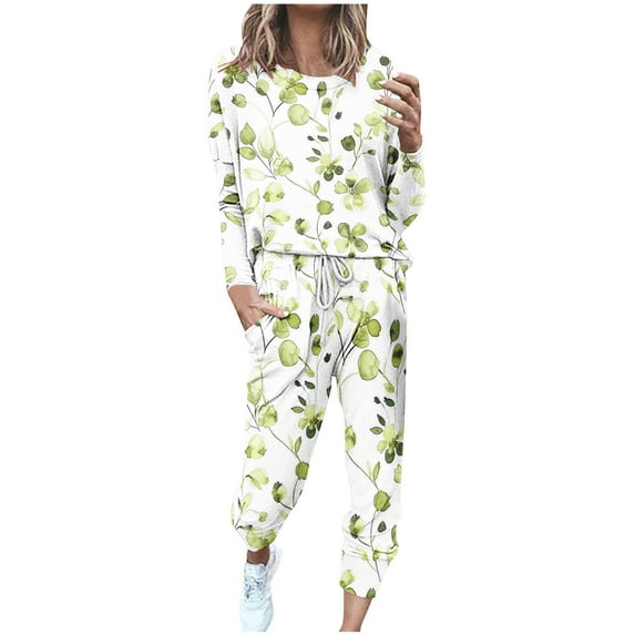 PuLe Long Sleeve Tops for Women Womens 2 Piece Tracksuit Fall Outfits 2024 Crew Neck Long Sleeve Sweatshirts & Sweatpants Lounge Sets Sweatsuits