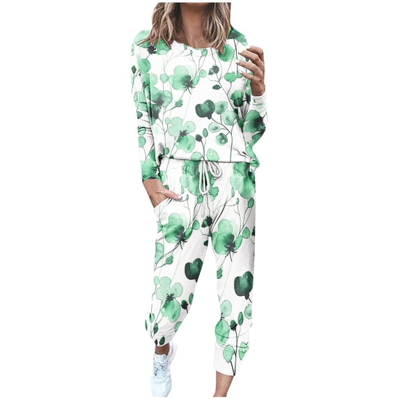 PuLe Long Sleeve Tops for Women Womens 2 Piece Tracksuit Fall Outfits 2024 Crew Neck Long Sleeve Sweatshirts & Sweatpants Lounge Sets Sweatsuits