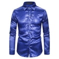 thumbnail image 1 of PuLe Men Long Sleeve Sequin Shirt Men's Shiny Lapel Collar Club Dance Slim Fit Colorful, 1 of 1