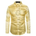 thumbnail image 1 of PuLe Men Long Sleeve Sequin Shirt Men's Shiny Lapel Collar Club Dance Slim Fit Colorful, 1 of 7