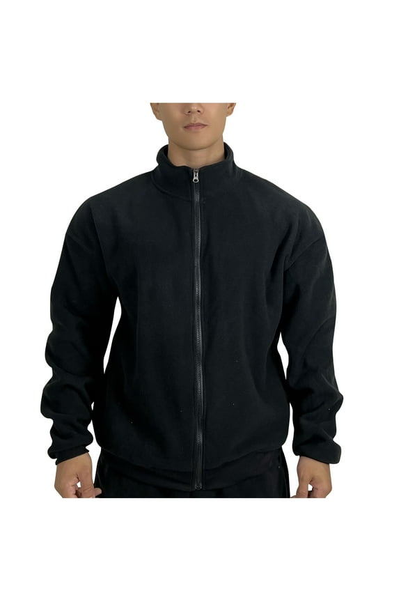 PuLe Men's Full Zip Fleece Jacket Lightweight Soft Cozy Mock Neck Outdoor Hiking Jackets Long Sleeve Casual Warm Coat with Pockets