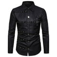 thumbnail image 1 of PuLe Men's Gothic Steampunk Long Sleeves Casual Button Down Dress Shirts, 1 of 4