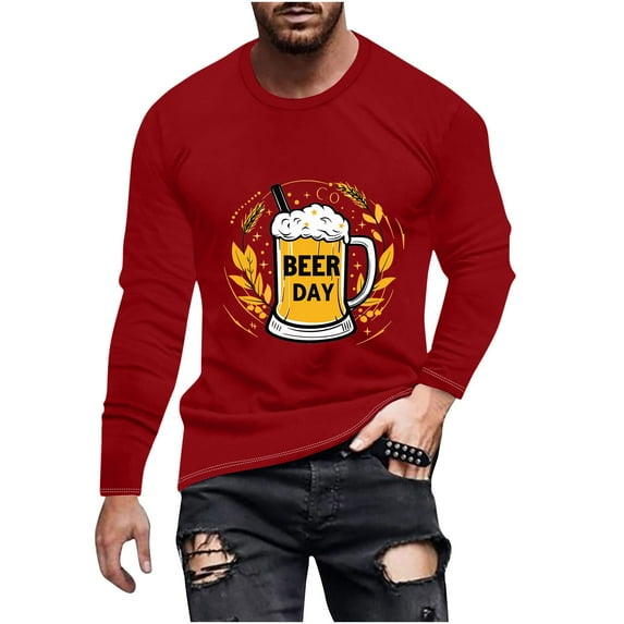 PuLe Men's Hoodie Men's Fashion Long Sleeve Oktoberfest T Shirt Casual Beer Pub Prints Sports Tops Mens A Shirt Men Shirt