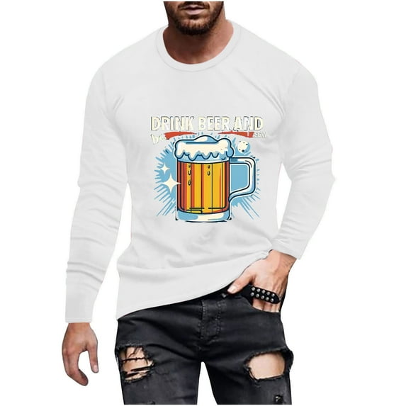 PuLe Men's Hoodie Men's Fashion Long Sleeve Oktoberfest T Shirt Casual Beer Pub Prints Sports Tops Mens A Shirt Men Shirt