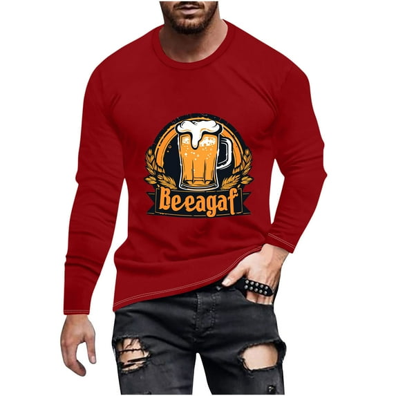 PuLe Men's Hoodie Men's Fashion Long Sleeve Oktoberfest T Shirt Casual Beer Pub Prints Sports Tops Mens A Shirt Men Shirt