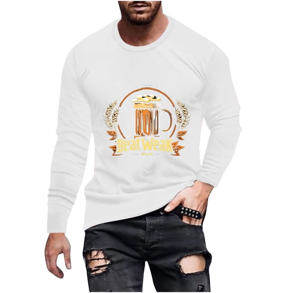 PuLe Men's Hoodie Men's Fashion Long Sleeve Oktoberfest T Shirt Casual Beer Pub Prints Sports Tops Mens A Shirt Men Shirt