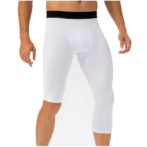 PuLe Men's Pants Men's Basketball Single Leg Tight Sports Pants 1/2 One Leg Compression Pants Athletic Base Layer Underwear