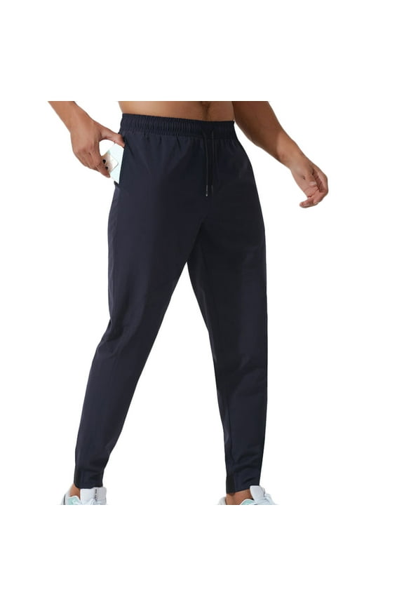 PuLe Men's Pants Men's Hiking Pants Lightweight Athletic Pants Quick Dry Active Running Joggers with Zipper Pockets