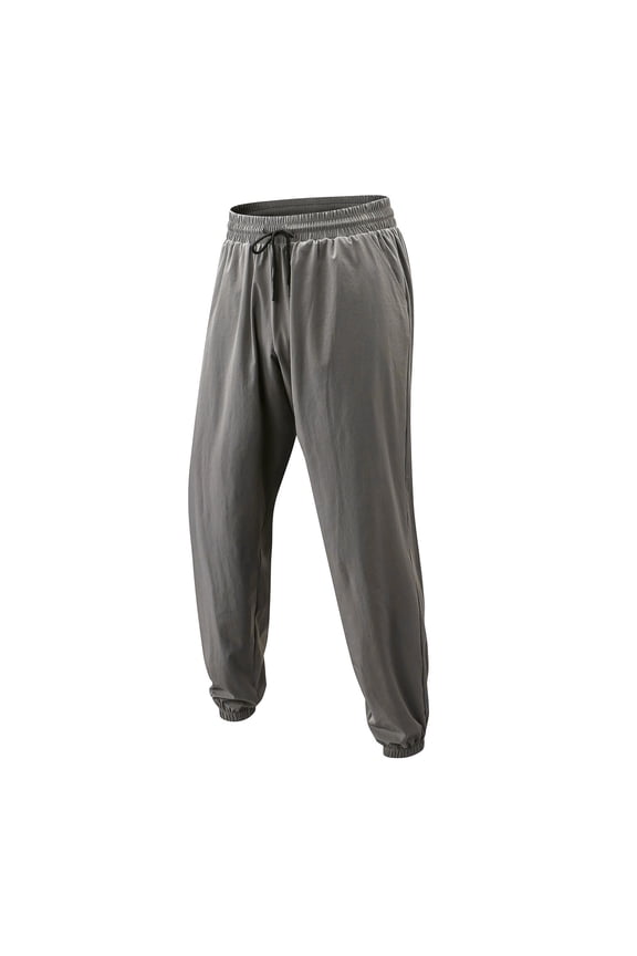 PuLe Men's Pants Men's Sports Foot Binding Casual Elastic Breathable Fitness Pants, Running Training Lace Up Elastic Pants, Casual Pants, Long Pants