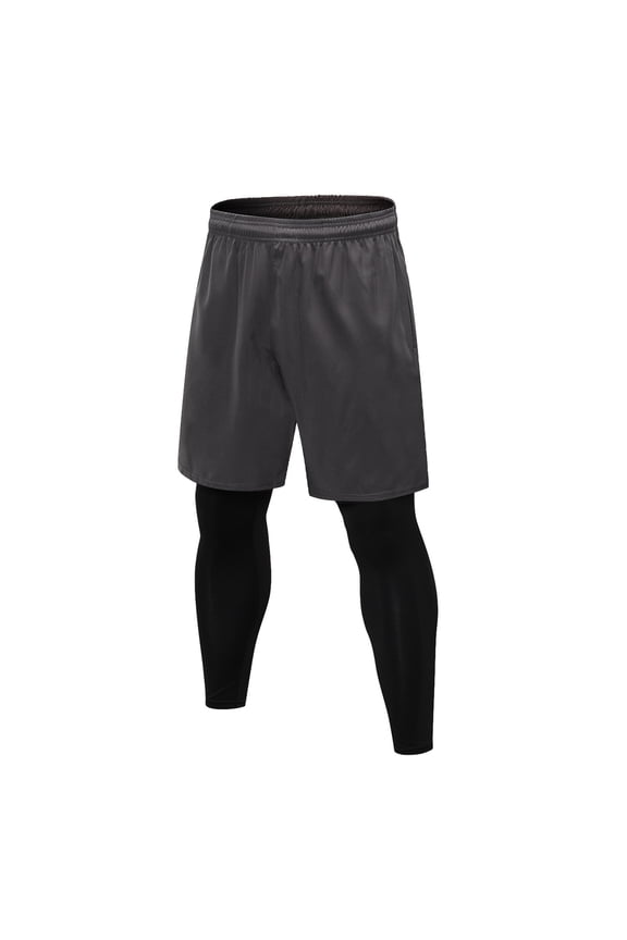 PuLe Men's Pants Men's Vacation Two Piece Sports Tight Fitness Running Training Elastic Speed Drying Pants Yoga Pants