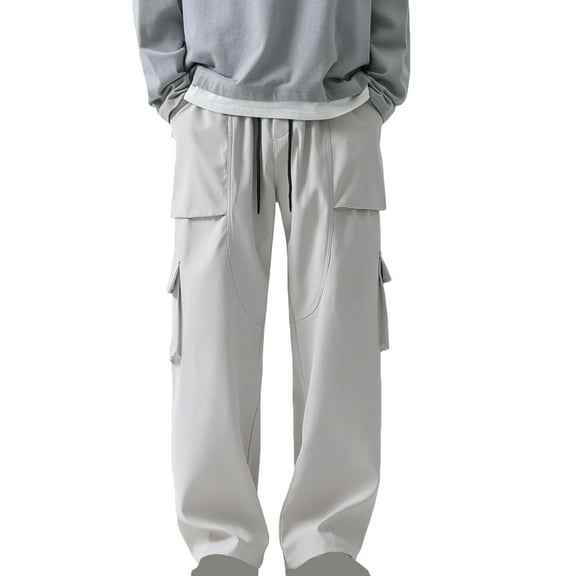 PuLe Men's Pants Mens Cargo Pants Fashion Y2k Youth Boys Street Wide Leg Pants Lightweight Outdoor Joggers Athletic Trousers with Pocket