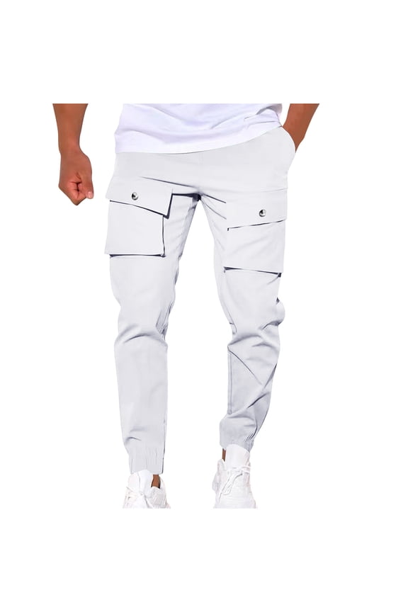 PuLe Men's Pants Mens Lightweight Cargo Pants Tapered Joggers Elastic Waist Athletic Pants Casual Fashion Hippie Streetwear