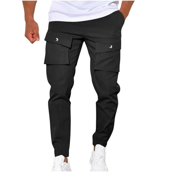 PuLe Men's Pants Mens Lightweight Cargo Pants Tapered Joggers Elastic Waist Athletic Pants Casual Fashion Hippie Streetwear