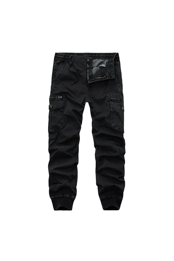 PuLe Men's Pants Mens Multi Pockets Cargo Pants Button Fly Military Combat Ripstop Jogger Trouser 