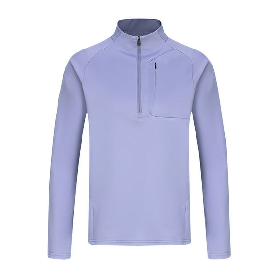 PuLe Mens Henley Men's Lightweight Breathable And Sport Train Solid Color Zipper Long Sleeve Stand Collar Shirt