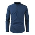 thumbnail image 1 of PuLe Mens Henley Men's Solid Shirt Spring And Button Long Sleeve Standing Collar Fashion Casual Shirt Top/shirt Blouse, 1 of 1