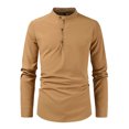 thumbnail image 1 of PuLe Mens Henley Men's Solid Shirt Spring And Button Long Sleeve Standing Collar Fashion Casual Shirt Top/shirt Blouse, 1 of 1