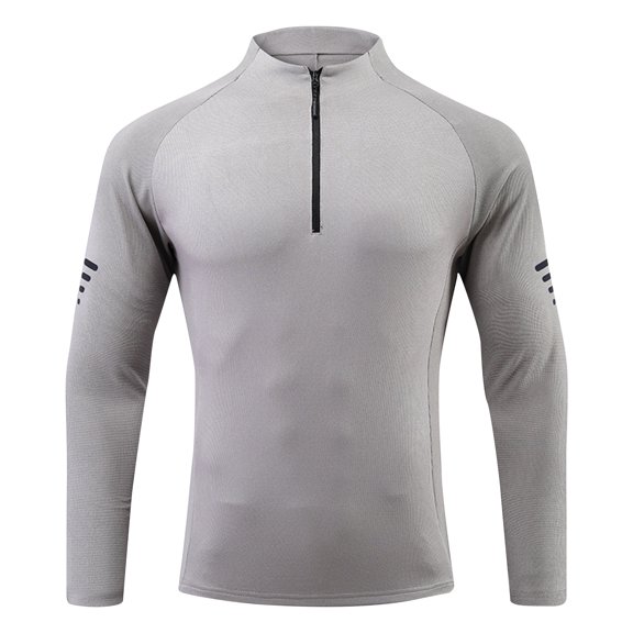 PuLe Mens Henley Men's Sport Lightweight Breathable Solid Color Zipper Stand Collar Long Sleeve Tops