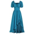 thumbnail image 1 of PuLe 【New】 Summer Short Sleeve Dress Scarlet Darkness Renaissance Dress Women Cottagecore Corset Dress Ruffle Maxi Dress, 1 of 5