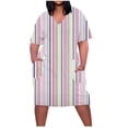 thumbnail image 1 of PuLe 【New】 Summer Short Sleeve Dress Summer Dresses for Women Eyelet V Neck Short Sleeve Chest Pocket Lightweight Beach Vacation Attire Plus Size, 1 of 5