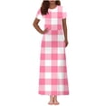 thumbnail image 1 of PuLe 【New】 Summer Short Sleeve Dress Women Summer Maxi Dress Casual Long Boho Beach Sundresses Casual Crewneck Short Sleeve Ankle Length Dress, 1 of 4