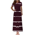 thumbnail image 1 of PuLe 【New】 Summer Short Sleeve Dress Women's Fashion Printed Short Sleeve Round-Neck Ankle Dress, 1 of 5
