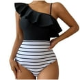 thumbnail image 1 of PuLe One Shoulder One Piece Swimsuit for Women Tummy Control Bathing Suits Modest Full Coverage Keyhole Swimwear ﻿, 1 of 9