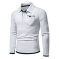 thumbnail image 1 of PuLe Rugby Shirt 2024 Winter Long Sleeve Shirt for Men Trendy Collared Performance Golf Shirt Classic Workwear Office Slim Blouse, 1 of 7