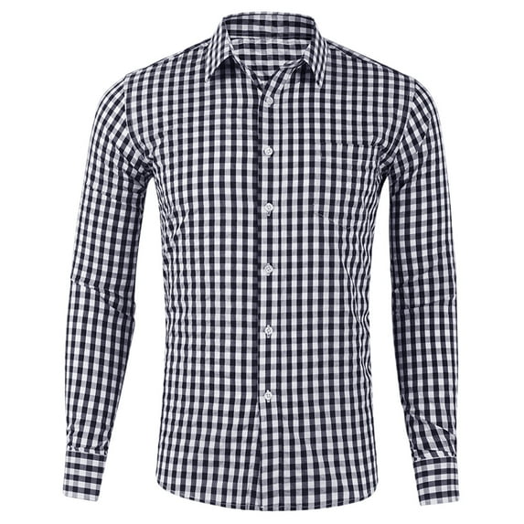 PuLe Rugby Shirt Double Pump Mens Button Down Long Sleeve Shirts Regular Fit Dress Shirts Business Casual Plaid Shirts 
