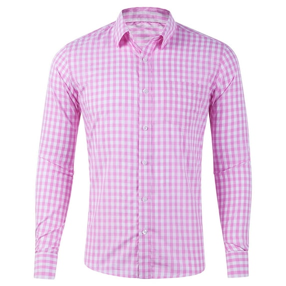 PuLe Rugby Shirt Double Pump Mens Button Down Long Sleeve Shirts Regular Fit Dress Shirts Business Casual Plaid Shirts 