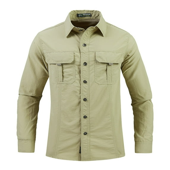 PuLe Rugby Shirt Men Long Sleeved Outdoor Shirts Multi Pockets Shirts Breathable Mountaineering Shirts 