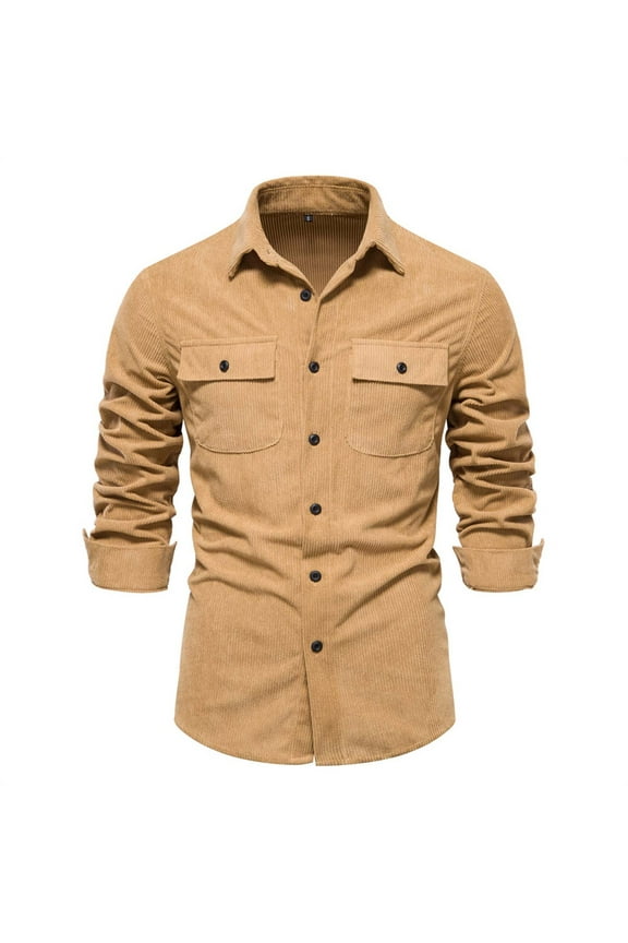 PuLe Rugby Shirt Men's Corduroy Cargo Shirts Long Sleeve Casual Button Down Military Tactical Shirts Slim Fit Outdoor Hiking Shirts 