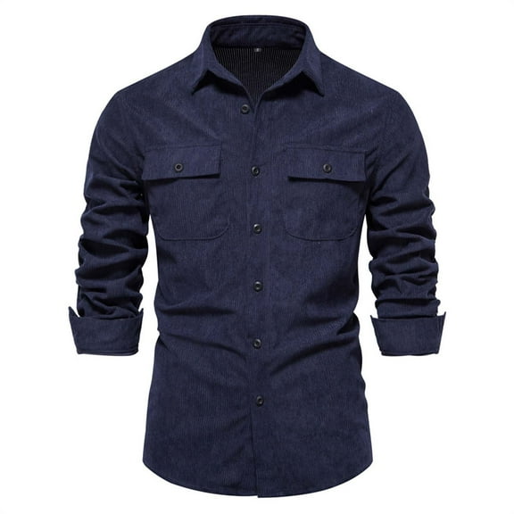 PuLe Rugby Shirt Men's Corduroy Cargo Shirts Long Sleeve Casual Button Down Military Tactical Shirts Slim Fit Outdoor Hiking Shirts 