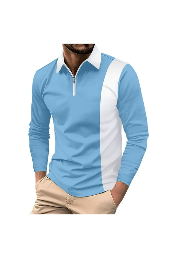 PuLe Rugby Shirt Men's Knit Shirt Long Sleeve Quarter Zip Sweater Casual Golf Shirts Vintage Striped Collar ﻿