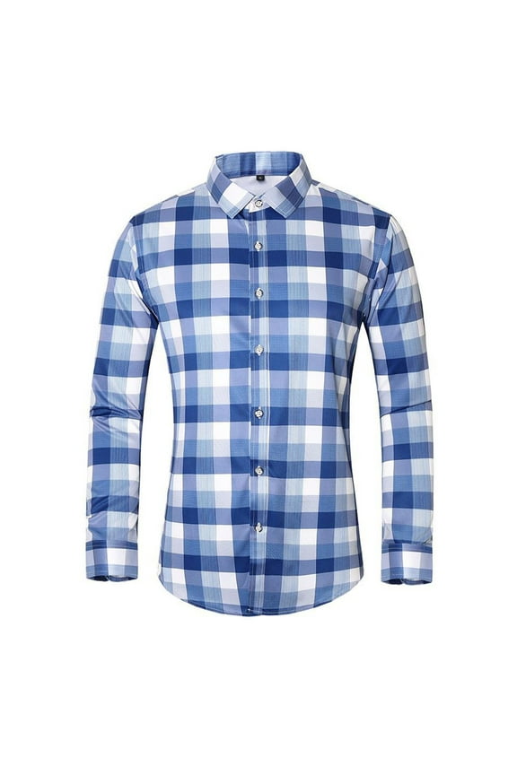 PuLe Rugby Shirt Men's Plaid Button Down Shirts Cotton Long Sleeve Dress Shirts Regular Fit Gingham Shirts ﻿
