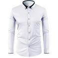 thumbnail image 1 of PuLe Rugby Shirt Men's Slim Dress Shirts Long Sleeve Stretch Casual Business Button Down Shirt, 1 of 3