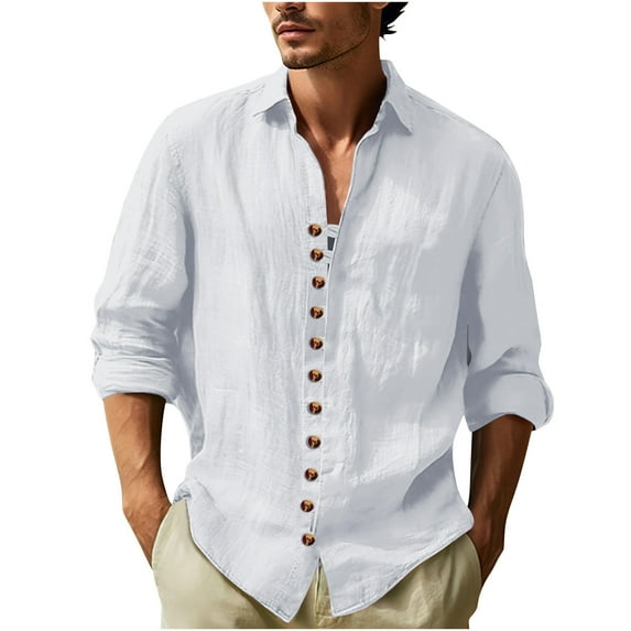 PuLe Shirts for Men Mens Button Down Shirts Casual Vintage Cotton Long Sleeved Shirt Soft Lightweight Fall Cuban Guayaberann Tshirt