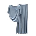 thumbnail image 1 of PuLe Short Sleeve Tops for Women Lettuce Trim Pajamas Sets for Women Short Sleeve Tops and Pants Comfy Pjs Sets Soft Loose Fit Lounge Sleepwear, 1 of 5