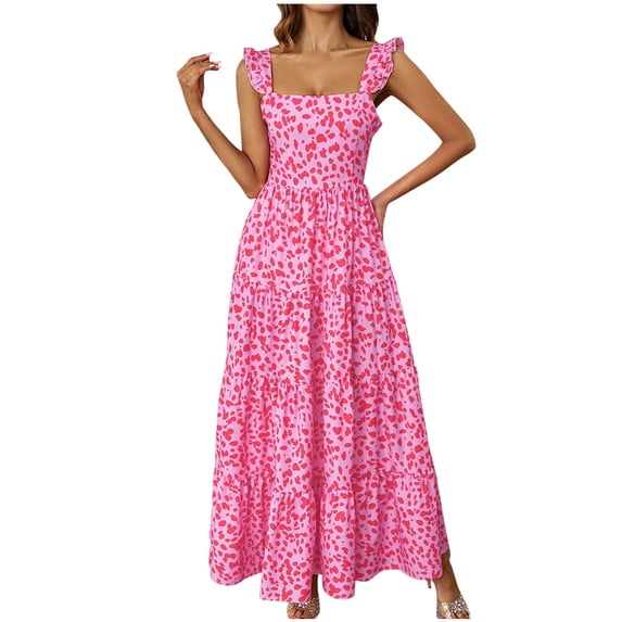 PuLe Summer Dress Dresses for Women 2024, Hawaiian Bohemian Flowy Irregular Summer Cocktail Dress V-Neck Casual Sleeveless Dressses