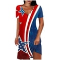 thumbnail image 1 of PuLe Summer Dress Sun Dresses for Women 2024 Vacation Sexy V Neck Short Sleeve T Shirt Dress Color Trendy Beach Sundress, 1 of 5
