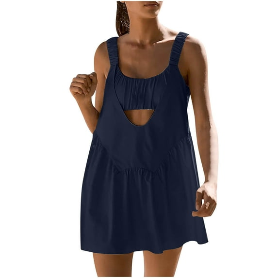 PuLe Summer Dress Womens Tennis Dress Built-in Bra and Shorts Pockets Workout Dresses Athletic Outfits Cut Out Two Piece