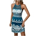 thumbnail image 1 of PuLe Summer DressSummer Dresses for Women Casual Floral Hollow Out Halter Neck A-line Cold Shoulder Sundresses for Beach Vacation ﻿, 1 of 7